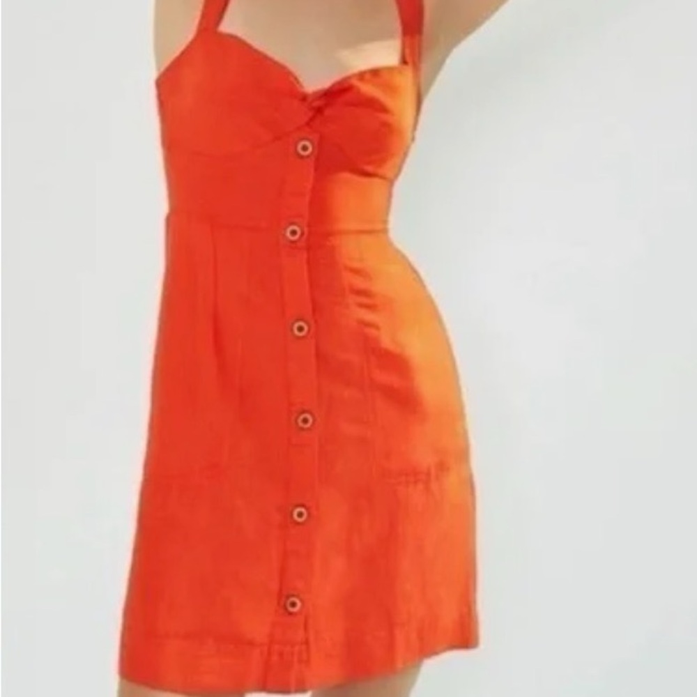 Maeve by Anthropologie Red Linen Dress